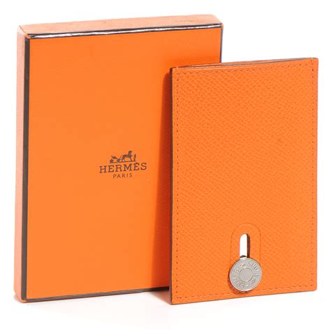 hermes card holder orange